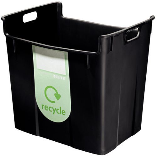 Leitz - Corbeille à papier de recyclage Plus - Noir 40L - Plastique Robuste - Gestion des déchets efficace