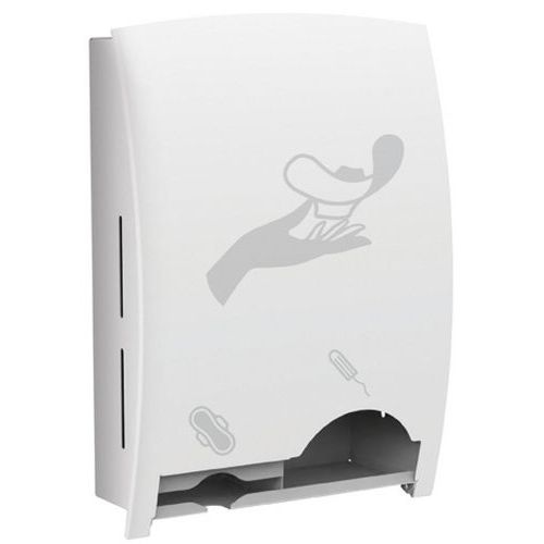 Medial - Distributeur hygiène féminine Milady - Blanc - 2 flux - Fenêtre de niveau - 41.5 cm hauteur