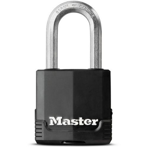 Master Lock - Cadenas à clés Excell Acier Laminé - 49 mm - Anse 38 mm - 4 Clés Incluses - Noir