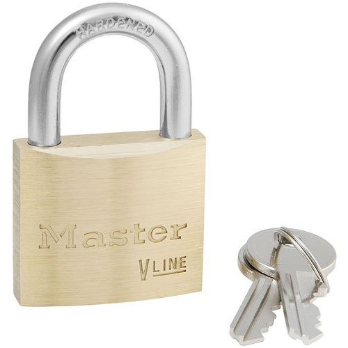 Master Lock - Cadenas à clés en laiton - Largeur 40mm - 2 clés incluses - Anse acier 6mm - Durabilité garantie à vie