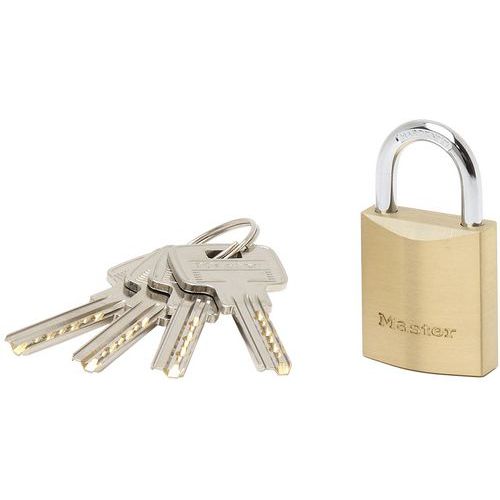 Master Lock - Cadenas Laiton Massif Extra Épais 30mm - 4 Clés - Anse Acier 5mm - Haute Sécurité