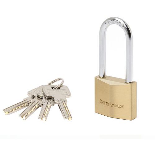 Master Lock - Cadenas Laiton Massif Extra Épais 40mm - Anse 51mm - 4 Clés - Haute Sécurité