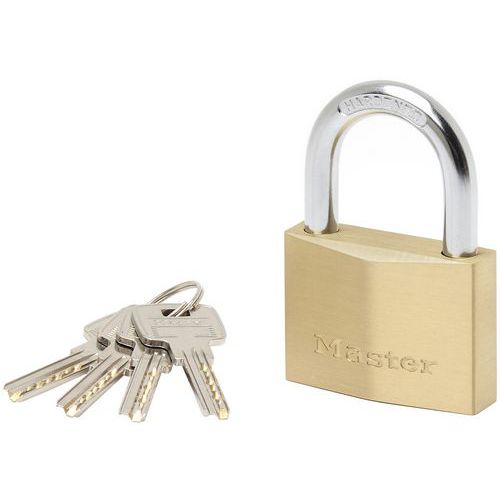 Master Lock - Cadenas Laiton Massif Extra Épais 60mm - Anse 9mm 36mm - 4 Clés - Haute Sécurité