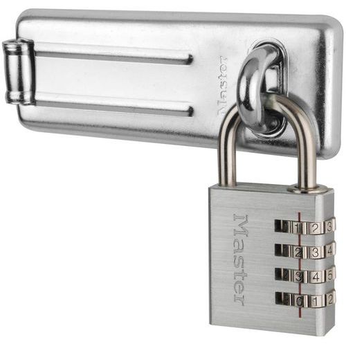 Master Lock - Cadenas à combinaison avec moraillon - 4 molettes - Anse 6mm - Argent - Sécurité durable