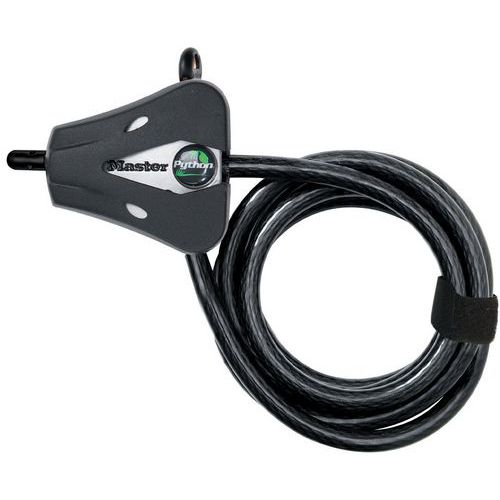 Master Lock - Câble de verrouillage Python - 180 cm - Ø 8 mm - Acier Noir - 2 Clés - Garantie à vie