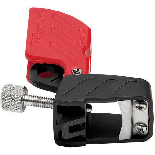 Master Lock - Bloque disjoncteur no3822 Rouge/Noir - Élastomère thermoplastique - Sécurité Fiable