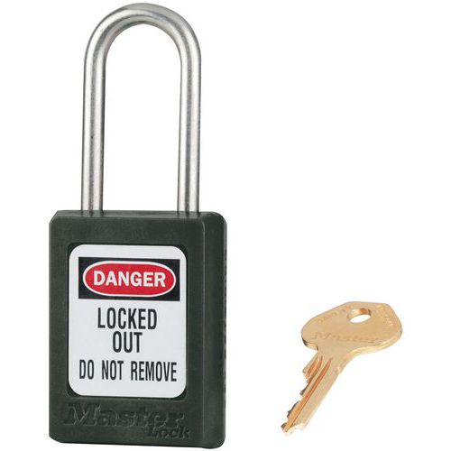 Master Lock - Cadenas de consignation anse fine - Anse Inox Noir - 35mm - Sécurité durable