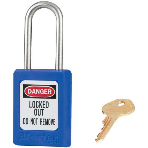 Master Lock - Cadenas de consignation anse fine - Bleu - Anse Inox - Largeur 35mm - Sécurité Durable
