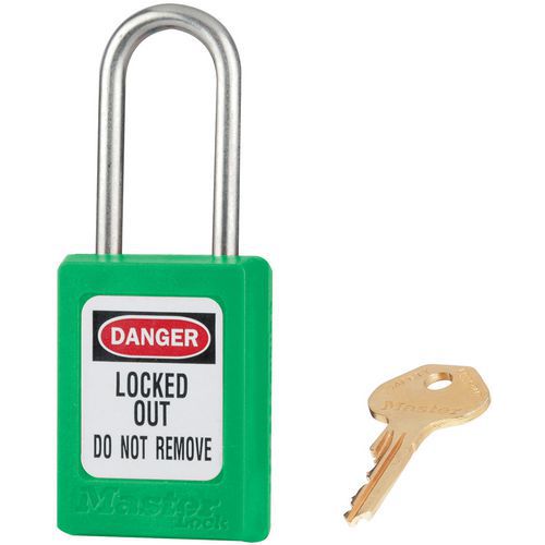 Master Lock - Cadenas de consignation anse fine - Anse Inox Vert - 35mm - Sécurité durable