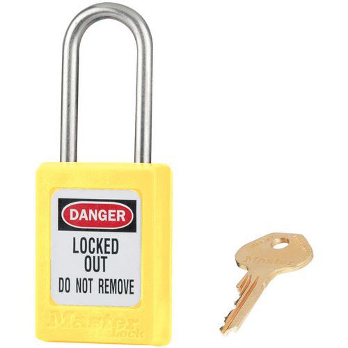 Master Lock - Cadenas de consignation anse fine - Jaune - Anse Inox - 35mm