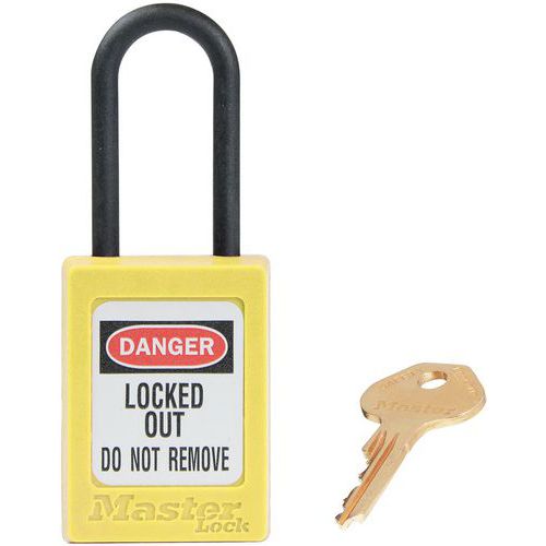 Master Lock - Cadenas de consignation anse fine - Anse Nylon Jaune - 35mm - Sécurité et Durabilité