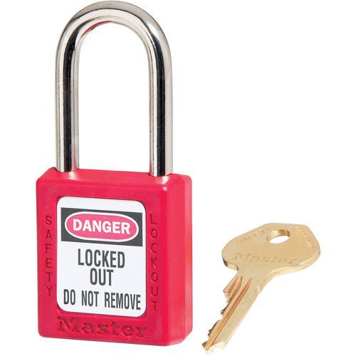 Master Lock - Cadenas de consignation rouge - Anse acier 6mm - 38mm largeur - Sécurité durable