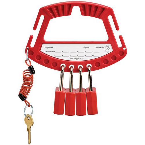 Master Lock - Porte cadenas de consignation - Rouge - 12 clés - Sécurité durable