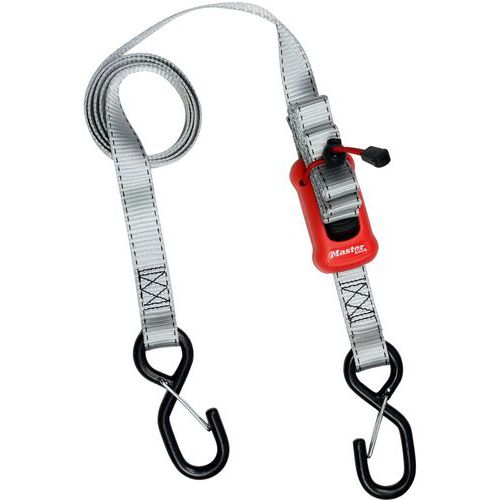 Master Lock - Sangle à boucles autobloquantes avec crochets S - 2,50 m - CMU 250 kg - Polyester Gris - Levage interdit