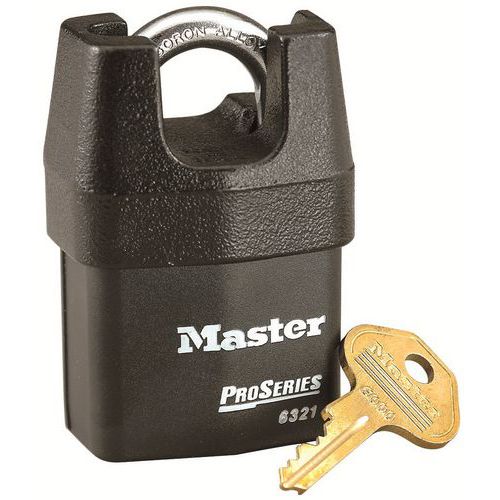 Master Lock - Cadenas à clés ProSerie 6321EURD Acier Laminé Noir - Anse 18mm - Haute Sécurité