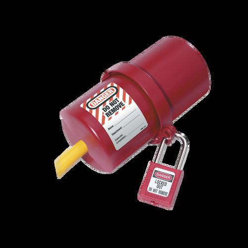 Master Lock - Bloque prises électriques L - Rouge/jaune - Sécurité enfant TPE - Garantie à vie