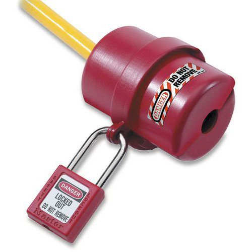 Master Lock - Bloque prises électriques M - Rouge/jaune - Sécurité enfant - TPE