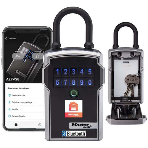 Master Lock - Boîte à clés Bluetooth 5440EURD - Anse Zinc Noir - Sécurité Connectée