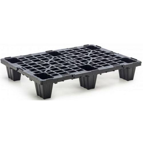 MDM - Lot de 10 palettes noires emboîtables recyclées 600x800x135mm - 300kg dynamique, 800kg statique, éco-responsable