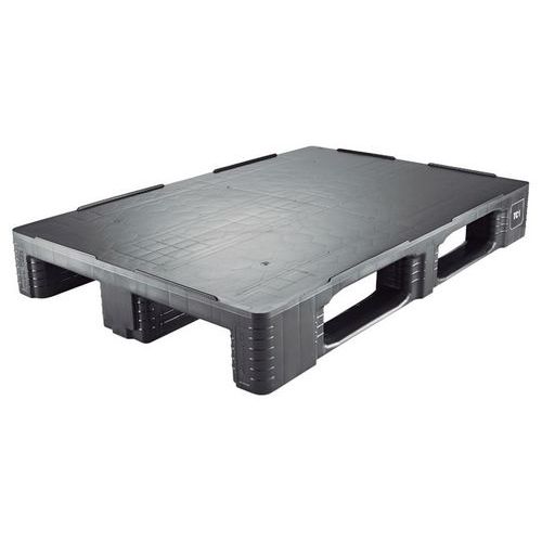 MDM - Lot de 3 Palettes Plastiques Lisses 800x1200mm - Noir - Empilable et Recyclable