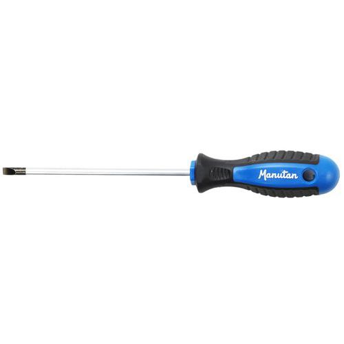 Manutan Expert - Tournevis Fente 5.5mm - Lame Acier 228mm - Poignée Bimatière Ergonomique - Outillage à Main
