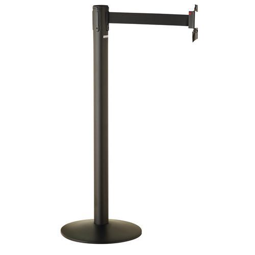 Poteau à Sangle Noire Sur Socle Paceo - 3 M - Gris