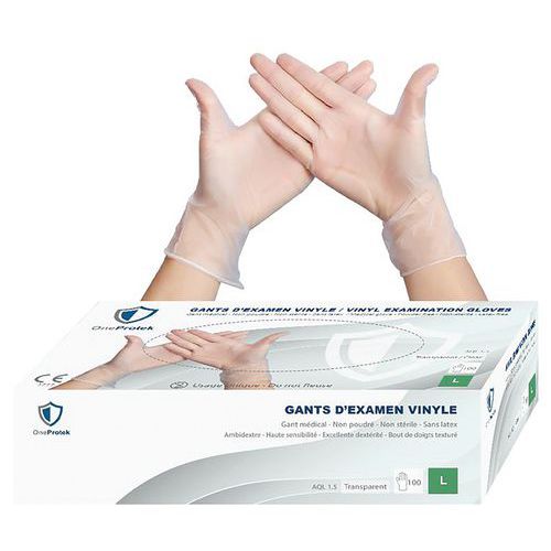 OneProtek - Gants jetables en vinyle transparent Taille 9 - Usage alimentaire, Ambidextre, CE