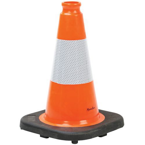 Manutan Expert - Cône de balisage orange fluo 30cm - PVC recyclé 50% - Bande réfléchissante - Signalétique sécurité
