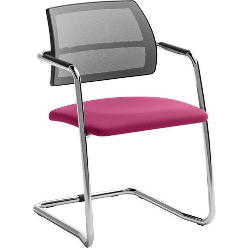 Chaise Luge Tissu Avec Dossier Résille Pour Visiteur - Rose