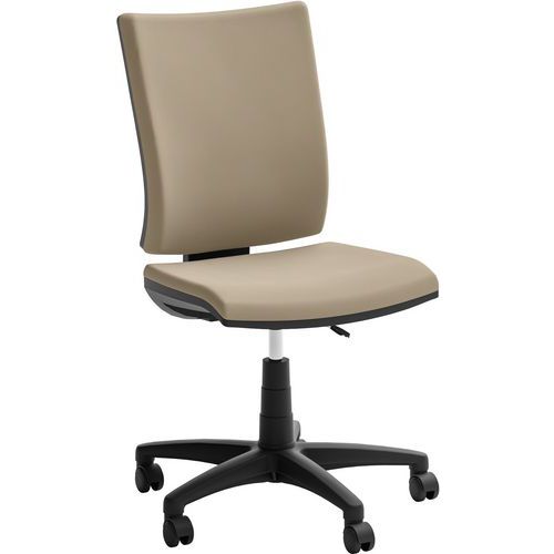 Fauteuil Bureau Haut Écocuir Avec Accoudoirs Optima - Beige