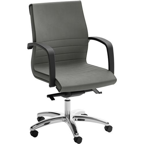 Fauteuil Direction Bas Dama - Revêtement Cuir - Anthracite