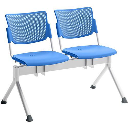 Quadrifoglio - Poutre Campus 2 places - Polypropylène Bleu - Assise 44cm - Durable et Recyclable