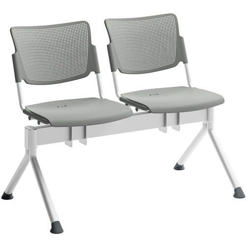 Quadrifoglio - Poutre Campus 2 Places Polypropylène Gris - Siège Visiteur Durable et Écologique