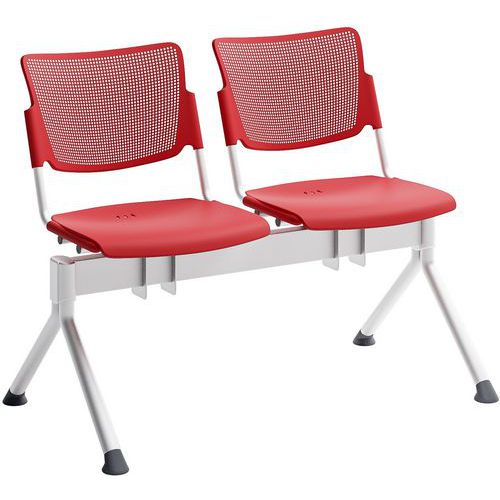 Quadrifoglio - Poutre Campus Polypropylène 2 Places Rouge - Siège Visiteur Durable et Recyclable