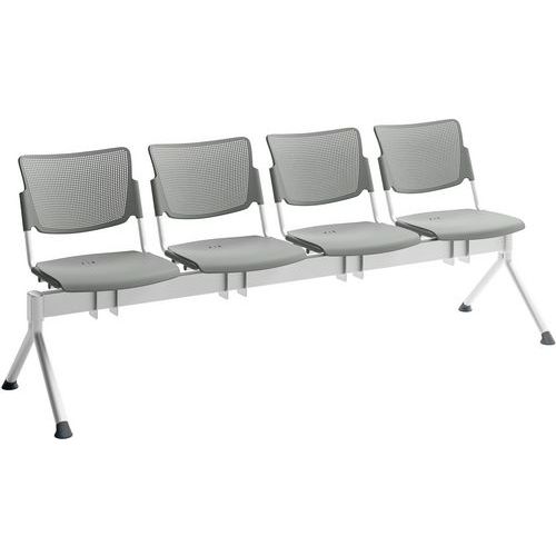 Quadrifoglio - Poutre visiteur 4 places polypropylène Gris - Structure Argent - Assise 44cm - Durable et Écologique