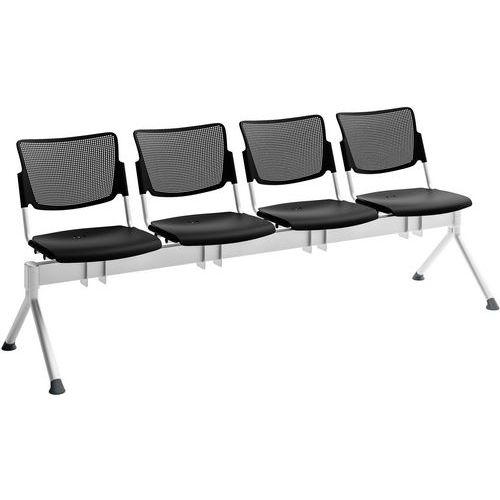 Quadrifoglio - Poutre de visiteur 4 places - Polypropylène Noir - Structure Argent - Durable et Pratique