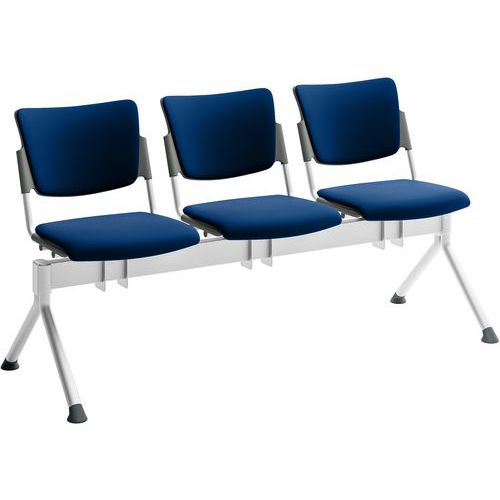 Poutre Campus Tapissée Écocuir Pour Visiteur-3 Places-bleu
