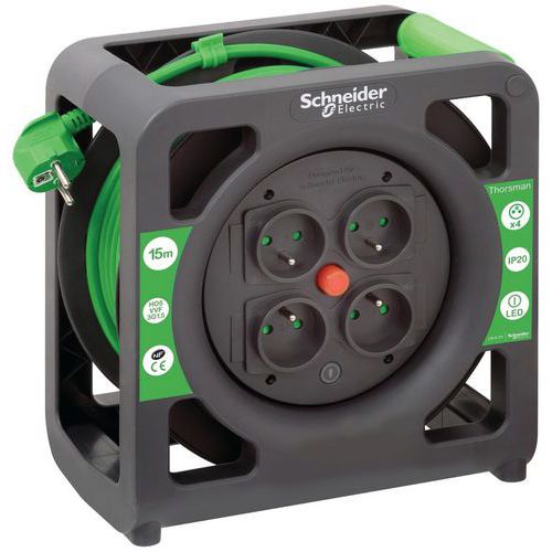 Enrouleur de câble compact 15 m HO5VVF 3G1,5 IP20 - Schneider Electric Enrouleur de câble compact 15 m HO5VVF 3G1,5 IP20 - Schneider Electric