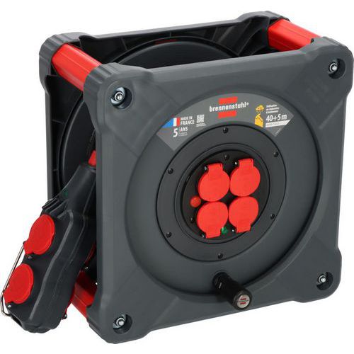 Brennenstuhl - Enrouleur KC 4201 IP44 Powerblock 45m - 5 prises - Rouge/Noir - 3500W Max