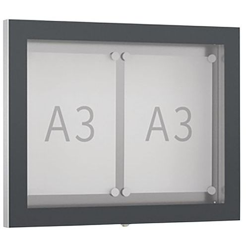Vitrine D'affichage Gg3 - Murale - Anthracite -3 Feuilles