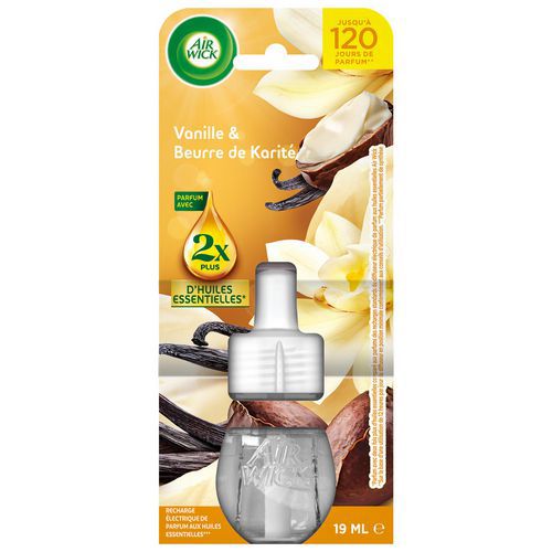 Air Wick - Recharge diffuseur électrique Vanille & Beurre de Karité - 19 ml - Parfum doux et réconfortant