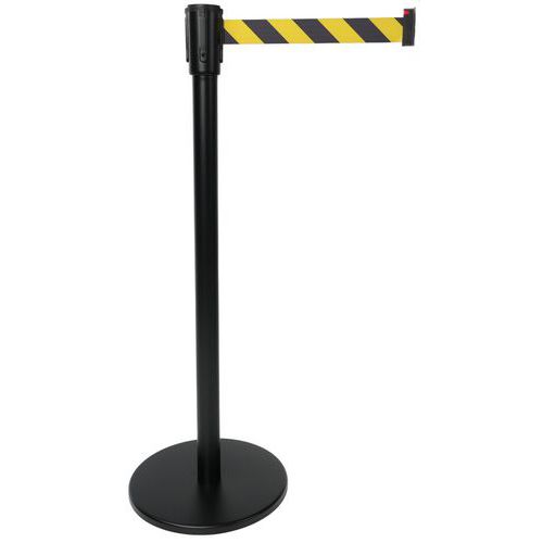 Manutan Expert - Poteau de guidage avec sangle rétractable 2m - Noir/jaune - Intérieur, Entrepôt, Tertiaire