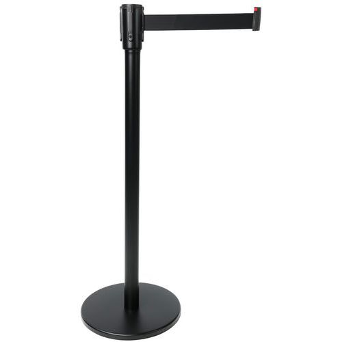 Manutan Expert - Poteau de guidage à sangle noir - Sangle 2m - Intérieur, Entrepôt, Tertiaire - Acier - 10 ans garantie