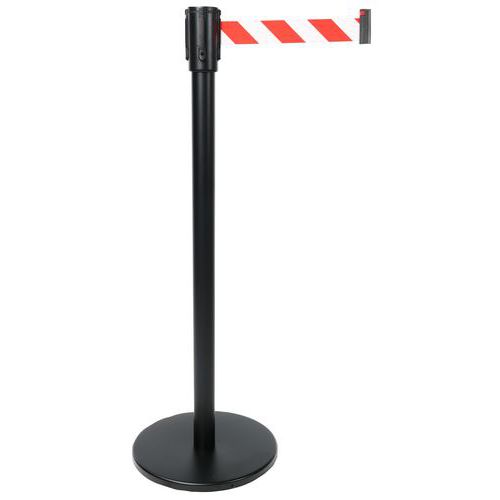 Manutan Expert - Poteau de guidage avec sangle rétractable rouge/blanc - 2m - Intérieur, Entrepôt, Tertiaire