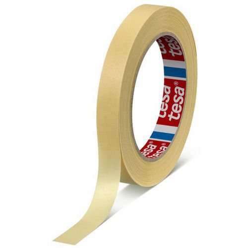 Tesa - Ruban de masquage papier 19mm x 50m beige - Résistant à l'eau et 50°C - Modèle 4323