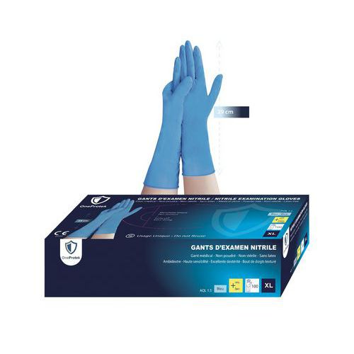Lot de 100 - Gants Jetable En Nitrile Avec Longue Manchette T10
