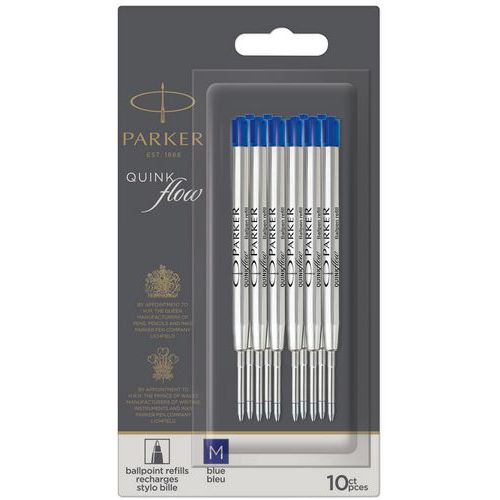 Lot De 10 Recharges Pour Stylo Bille Parker Encre Bleue