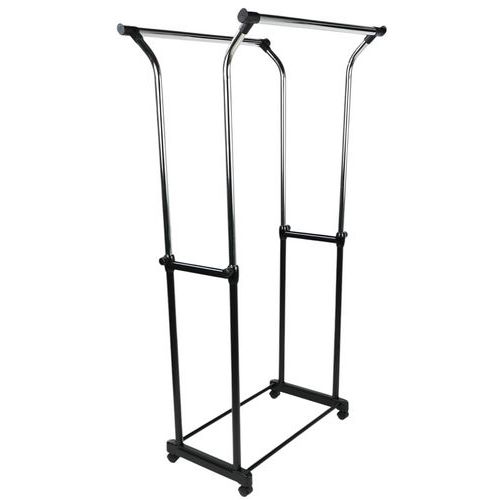 V-Part - Portant double noir/chrome - 160x81x57.5 cm - Métal et plastique - Robuste et pratique
