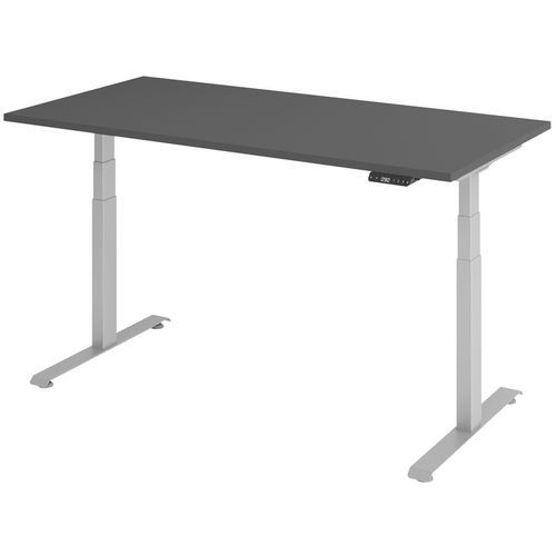 Manutan Expert - Bureau électrique 160x80cm graphite/Gris - Hauteur réglable 64.5-129.5cm - Charge 100kg - 3 ans garantie