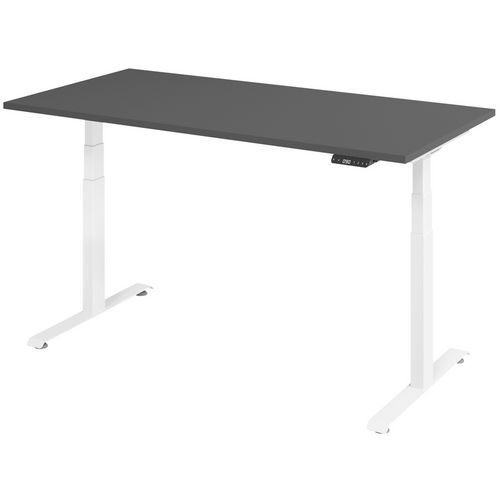 Manutan Expert - Bureau électrique 160x80 cm Graphite-Blanc - Hauteur réglable 64.5-129.5 cm - Charge 100 kg - 3 ans Garantie